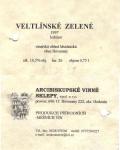 Štítek Veltlínské zelené 1997 kabinet (mešní) - Arcibiskupské vinné sklepy Kroměříž s.r.o. provoz Hovorany