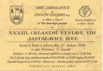 Oficiální pozvánka na XXXIII. oblastní výstavu vín Jaroslavice 2006.