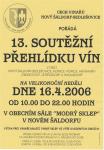 Oficiální plakát na 13. soutěžní přehlídku vín Cechu vinařů Nový Šaldorf - Sedlešovice.