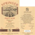 Etiketa Pinot noir 2010 pozdní sběr - Vinařství Springer a.s., Bořetice