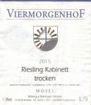 Etiketa Viermorgenhof Riesling 2015 Kabinett - Weingut Reinhard Molitor, Německo.