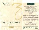 Etiketa Ryzlink rýnský 2003 pozdní sběr - První znojemská vinařská, a.s.