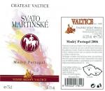 Etiketa Modrý Portugal 2006 odrůdové jakostní (Svatomartinské) - Vinné sklepy Valtice, a.s.