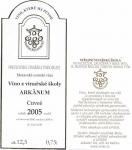Etiketa Arkänum 2005 zemské - Střední vinařská škola Valtice.