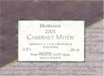 Etiketa Cabernet Mitos 2001 Qualitatswein bestimmter Anbaugebiete (QbA) - Weingut Breth, Alsheim, Německo.