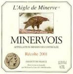 Etiketa L´Aigle de Minerve 2001 Appellation Minervois Contrôlée (AOC) – Delhaize Le Lion, Bruxelles.