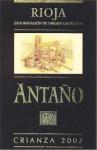 Etiketa Antaño 2002 Denominación de Origen Calificada (DOCa) (Crianza) - Vinos de Familia Garcia Carrion, Rioja, Španělsko.