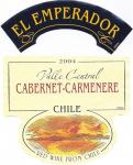 Etiketa El Emperador 2004 Cabernet Sauvignon x Carmenere - Valle Central, Chile.