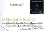 Ocenění Zlatá medaile na světové soutěži LE MONDIAL DU ROSÉ 2007 (Cannes, Francie) Ego No. 8169 (Rulandské modré) 2006 pozdní sběr (rosé) - Moravské vinařské závody s.r.o. Bzenec.