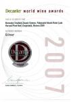 Stříbrná medailí DECANTER WORLD WINES AWARD 2007 (Londýn, Velká Británie). Ego No. 8169 (Rulandské modré) 2006 pozdní sběr (rosé) - Moravské vinařské závody s.r.o. Bzenec.