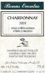 Etiketa Chardonnay 2003 výběr z hroznů - Jiří Nešpor Hrušky.