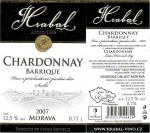 Etiketa Chardonnay 2007 pozdní sběr (barrique) - Vinařství Hrabal Velké Bílovice.