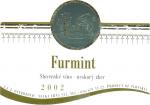 Etiketa Furmint 2002 neskorý zber (pozdní sběr) - J & J Ostrožovič, Veľká Tŕňa, Slovensko.