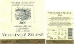 Etiketa Veltlínské zelené 2000 výběr z hroznů - Znovín Znojmo a.s.