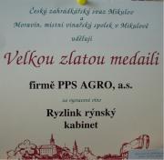Velká zlatá medaile Mikulov - Ryzlink rýnský - kabinet.